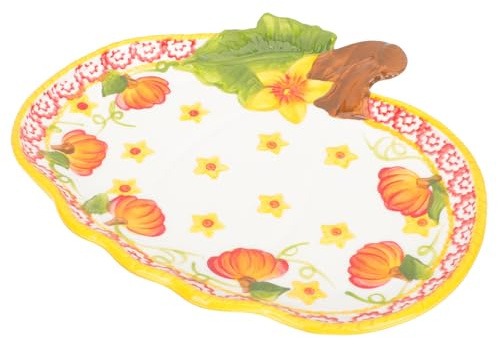 CORHAD Piatto in Ceramica a Forma di Zucca per Halloween e Buffet, Resistente e Raffinato Lavorazione Delicata, per Frutta e Dessert a Casa