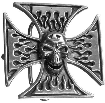 Piratenladen Buckle Eisernes Kreuz, Totenkopf, Biker Gürtelschnalle