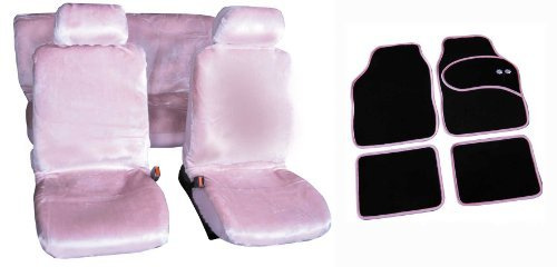 Daisy Car Pink Seat Covers Soft And Fluffy With Matching Daisy Mats