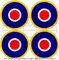Vinyl-Aufkleber, Motiv: Kokarden des Royal Air Force (Typ C1), 50 mm, 4 Stück