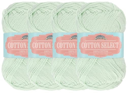 JubileeYarn Cotton Select Yarn - 50g/Skein Sport Weight - Green Mint - 4 Skeins