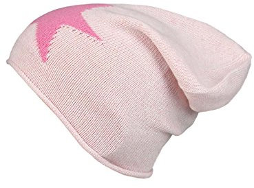 Cashmere Dreams Slouch-Beanie-Mütze mit Kaschmir - Hochwertige Strickmütze für Damen Mädchen - Stern - Hat - One Size - Sommer Herbst und Winter Zwillingsherz (rosa/pink)