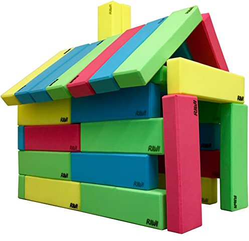 RIWI® 24er Baustein Set | XXL Schaumstoff Bauklötze | große weiche Spielsteine für Kinder | TÜV Austria & Öko-Tex Zertifiziert | Waschmaschinenfest