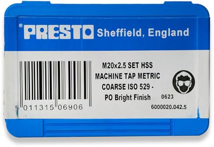 Presto 6000020.042.5 M20x2.5 Metric Coarse Hand Tap Set (Pack of 3)