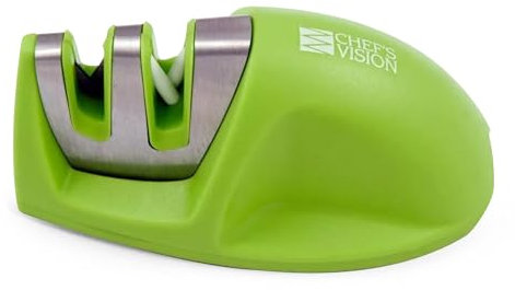 Chef's Vision SmarterEdge Kitchen Knife Sharpener - Green - Dual-Groove Knife Sharpener for Precision Blade Maintenance - Compact, Stylish, and Versatile Knife Sharpeners for Home and Professional Use