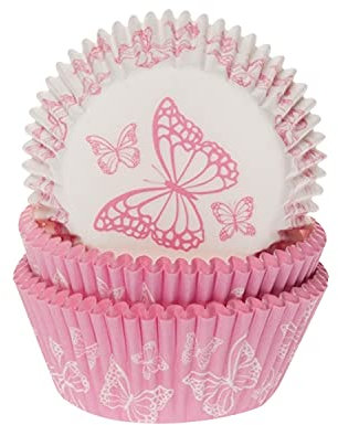 50 Muffinförmchen Schmetterling | rosa | weiß | Hochwertiges Papier | made in EU