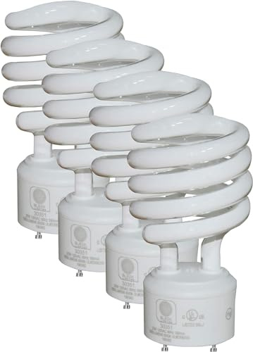 SLEEKLIGHTING - GU24 Base 2 pins- 23Watt 5000k 1600lm 2 Prong Light Bulbs- -Mini Twist Lock Spiral -Self Ballasted CFL Fluorescent Bulbs- 1600lm Warm White 4 Pack (100 Watt Equ) (5000k)