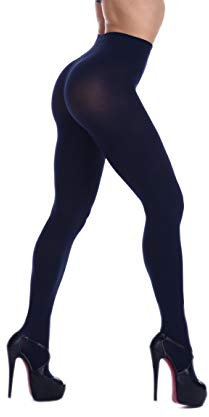 Frola Dames Collants Semi-opaques Lisses Pantalon Collant à Pieds Microfibre Souple Contour Collants de Femmes 80 DEN(L-XL,Bleu marine)