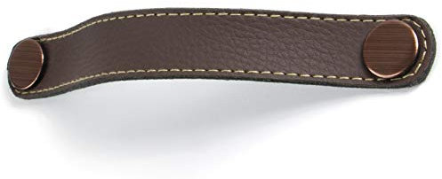 LGM-Beschlag Möbelgriff Barby, Lederstruktur - braun, Kunststoff Metallfolieneffekt - bronce, 188 mm x 28 mm x 23 mm, LA 160 mm, 52106