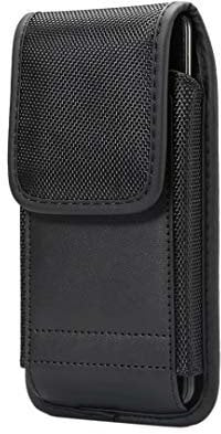 Cellphone Waist Bag with Card Holder, Mens Leather Holster Case with Belt Clip, 6.5 Vertical Tactical EDC Leather Phone Holster Pouch with Belt Loop Carrying Case Waist Bag Cellphone Card Holder