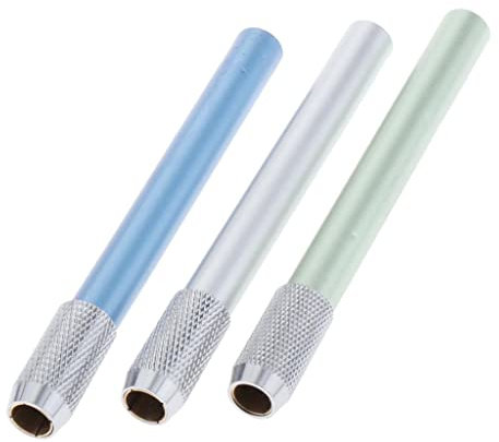 Sharplace 3Pcs Bleistiftverlängerung Bleistift Verlängerung Stiftverlängerer Pencil Extender Extension Holder - Silber + Blau + Grün, 7 mm