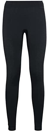 Odlo Damen Performance Warm Eco Big Logo Bottom Long Laufbekleidung Tight Black - New Odlo Graphite Grey - Schwarz M