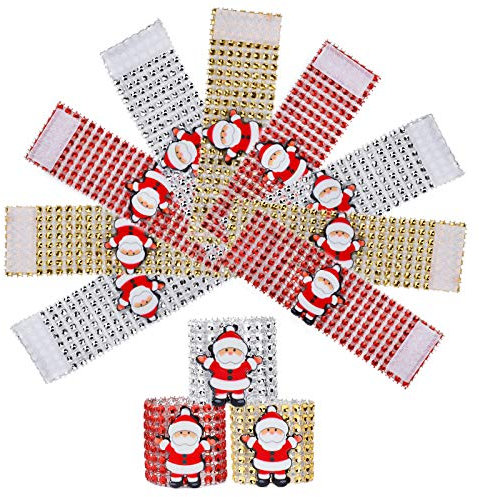 Serviettenringe Weihnachts Serviette Schnalle Halter Weihnachtsmann Serviettenring Schnallen für Weihnachts Partei Tabellen Dekoration 12 Stück (3 Farben)