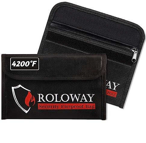 Kleine feuerfeste Tasche (12.7 x 20.3 cm), nicht juckende feuerfeste Geldtasche, Bargeld feuerfestes Taschenset für Wertsachen – Reisepass, Währung und Schlüssel (2 Stück) schwarz)
