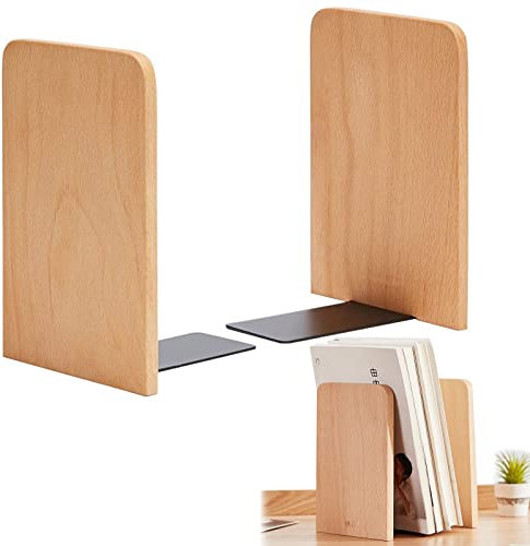 behone 2 Stück Holz Buchstützen Einfache Wood Buchstützen für RegaleHolz Buchstützen Handgefertigte Buchenholz Buchstützen Schwere Holz Buchstützen für Bücherständer 17 * 12 * 10.5cm