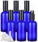 ZEOABSY 6 Pcs 100ml Empty Blue Glass with Fine Mist Spray Bottles Travel Portable Small Refillable Sprayer Bottles with Black Pump Head for Cosmetic Perfume Containers, with 2x Funnel