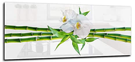 Canvasfly Wandpaneele für Küche, Deko-Spritzschutz für Küchenrückwand Glas, Bilder aus Glas Gehärtet, Küchen-Deko Glasplatte aus Vorgespanntem Glas, Küchenrückwandplatte 150x60 | Bambus