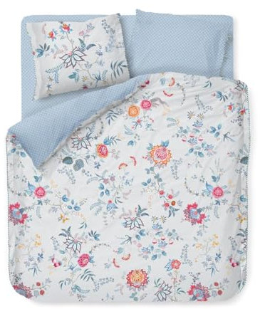 Pip Studio Perkal-Bettwäsche-Garnitur Flower Festival Farbe White 200x200cm+2x80x80 Blumen Wendedesign