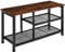 tectake® Schuhregal schmal mit Sitzfläche, Schuhbank aus Holz und Metall, Industrial Style, 3 Ebenen mit 2 Gitterablagen, 80 x 30 x 45,5cm (Industrial Dunkelbraun)