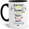 Tasse mit Spruch - Engel, Hexe, Teufel und Verrückt - Lustiges Geschenk für Familie, Freunde, Spruchtasse, Büro - Keramik Innen & Henkel Schwarz, 300 ml