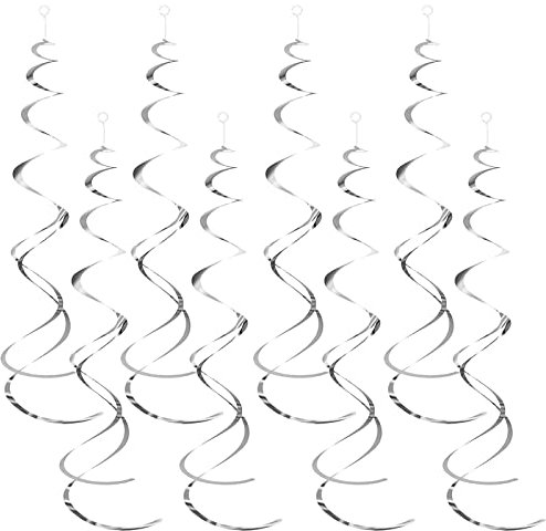 30 Stück Hängende Spiralen Girlande Folien Party Wirbel Deko Wiederverwendbare Deckenhänger Hängende Wirbel Hängedekoration Spiral Wirbel für Hochzeit Geburtstag Weihnachten Dekoration (Silber)
