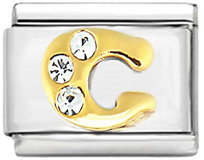 Charms Italian Gelaserte Alle Buchstabe Alphabet für Armband Classic, Silber Schmuck Italy Edelstahl Links Glider Kult modele für Basisarmband Glieder ohne Zirkonia Italy Italian charm G Strass