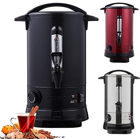 Arebos Distributeur de Boisson Chaudes 950W | Chaudière à eau 8,8L 40 Tasses | Marmite à Vin Chaud en Inox | Thé Café Soupe Dispositif de réchauffement |Thermostat | Réglage de la température 30-110°C