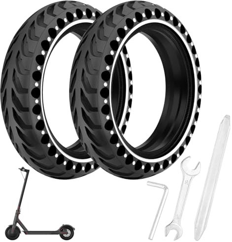 Xiaomi Scooter Reifen, Solid Tyres für 8,5-Zoll-Scooter (Weiß), kompatibel mit Pro 2 / M365 / M365 Pro / 1S / Essential, 8 1/2 x 2 Ersatz-Vollgummireifen