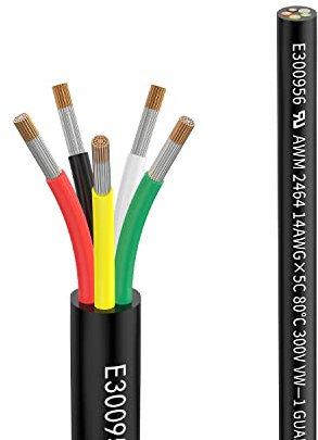 14awg 5×2,0mm² Filo 5 conduttori cavo di prolunga 5metri UL2464 Tensione 5V/12V/24V/300V Filo di rame stagnato a trefoli di rame senza ossigeno Matugajp