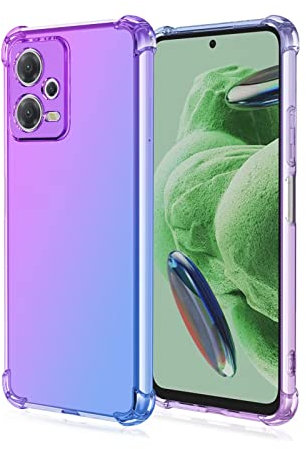 Topme Funda para Teléfono para Poco X5 5G / Redmi Note 12 5G (6.67 Inches), Funda para Teléfono Móvil con Gradiente de Color Transparente de Silicona Suave de TPU - Azul PúRpura