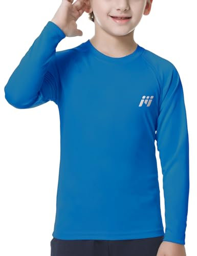 MEETWEE Kinder Jungen UV Shirt Langarm Schwimmshirt Badeshirt Lange SPF 50+ Sonnenschutz Top Rashguard Badebekleidung Schnelltrocknend