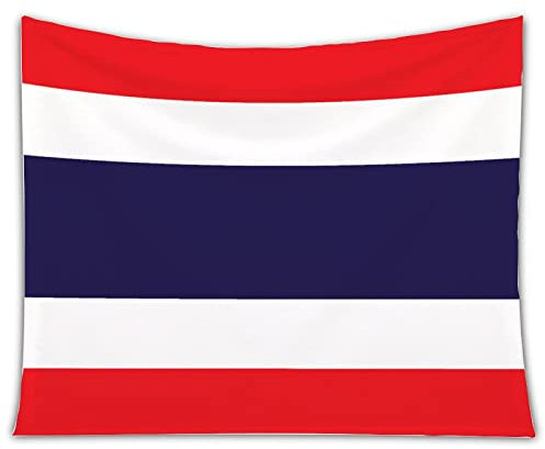 Yelolyio Thailand-Nationalflagge, Wandbehang, Thailand, Wandteppich, waschbar, Vintage-Tagesdecke, Bettlaken, Wanddekoration, Kunst für Bauernhaus, Schlafzimmer, Wohnzimmer, 90 x 120 cm