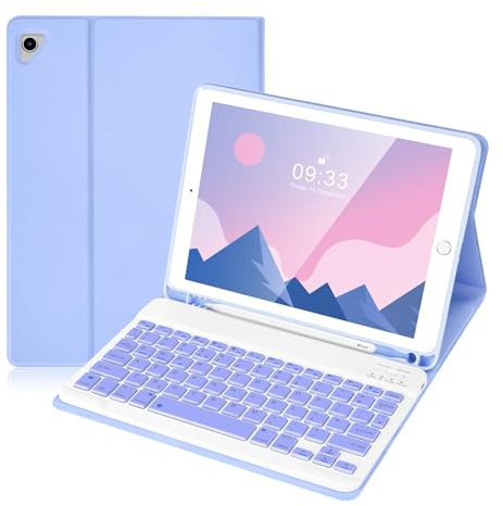 Lively Life Keyboard Case for iPad 9.7 inch, Detachable Bluetooth keyboard for iPad 6th Generation,5th Generation, Pro 9.7 inch, Air 2/1, Built-in Pencil Slot,UK Layout - Purple