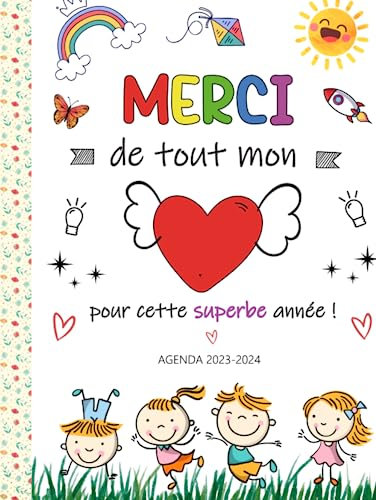 Agenda 2023 2024 Maitresse: Cadeau maitresse d'école fin d'année | grande planificateur semainier et mensuel | 12 mois | d'aout 2023 a juillet 2024 | ... pages | atsem nounou maitresse maitre prof