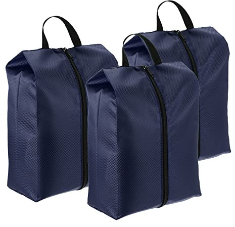 PATIKIL Schuhsäcke für Reisen 3 Pack Tragbar Nylon Schuhtasche mit Reißverschluss Wasserdicht Schuh Speicherung Veranstalter für Reisen Draußen Marine Blau
