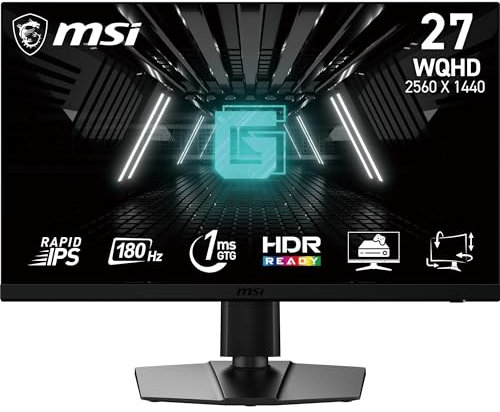 MSI G272QPF 27 Inch WQHD Gaming Monitor - 2560 x 1440 Rapid IPS Panel, 170 Hz / 1ms GtG, 120.22% sRGB Colour Gamut, G-SYNC compatible - DP 1.2a, HDMI 2.0b CEC, Anti-Flicker, Less Blue light, Black