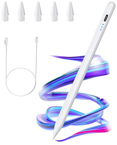 Lápiz para Pantalla Táctil, Compatible Con iPad 2018-2023, Stylus de Rechazo de Palma Para iPad 6/7/8/9/10, Pro 11 y 12,9 Pulgadas, Mini 6/5ª Generación, Air 5/4/3 - Blanco