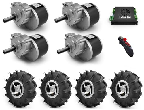 1000W Kit Elettrico Quattro Unità 4.10-4 Off Road Pneumatico Set Ruote Da 10 Pollici Per Elettrico Fai Da Te 4X4 Tosaerba Carriola Carrello Carrello (Max speed 4kph, Agricultural tire With controller)