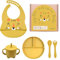 LAUTOKI - Vajilla bebe. Set 6 pcs, Vajilla bebe silicona, Vaso aprendizaje bebe, Vajilla infantil, Libre de BPA, Cuchara bebe aprendizaje, Plato bebe ventosa, Cubiertos bebe, Babero silicona bebe, BLW