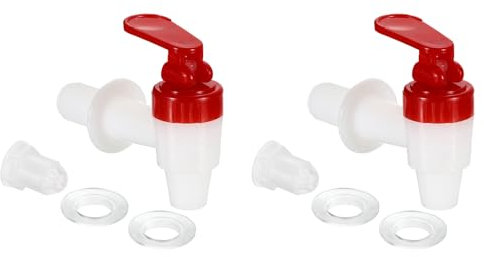 sourcing map Boquilla de Repuesto para Dispensador de Bebidas Juego de 2 Grifos de Plástico para Dispensador de Agua para Fiestas y Reuniones Familiares (Rojo Blanco)