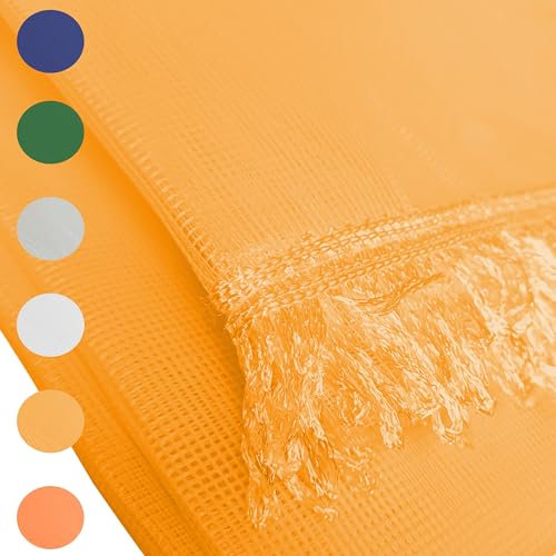 Home Tresor - Tenda Zanzariera per Porta e Finestra con Anelli e Frange Retina da Esterno, 100% Poliestere, cm. 150x250 Tinta Unita (Ambra)
