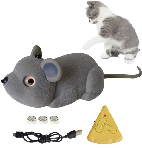 Remote Control Mouse for Cats, Cheese-Shaped Remote Control, USB Cable, Cartoon Mouse Pet Model, Toys for Children Suitable for Interaction with Dogs and Cats Animals