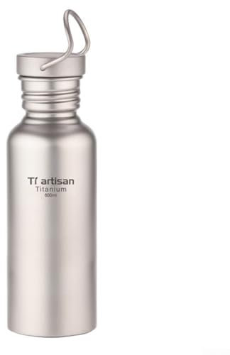 Homefurnishmall Bouteille d'eau en titane anti-fuite ultra légère avec manchon isotherme pour le camping, le cyclisme, la randonnée, la gym, le fitness (600 ml)