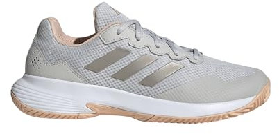 adidas Damen Gamecourt 2.0 Tennis Sneaker, Grau/Cyber Metallic/Powder Coral, 42 2/3 EU