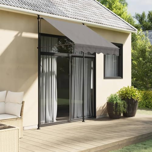 Tidyard Markise Einziehbar Sonnenschutz Markise Sonnenmarkise Balkonmarkise Gelenkarmmarkise Anthrazit 150x150 cm Stoff und Stahl