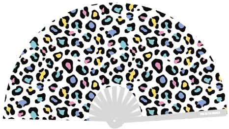 White Leopard Print Fan