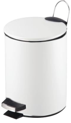 DAMDAM GO Papelera Baño Con Tapa de Metal 3L - Cubo de Basura Para Cocina, Habitación, Baño (Blanco)