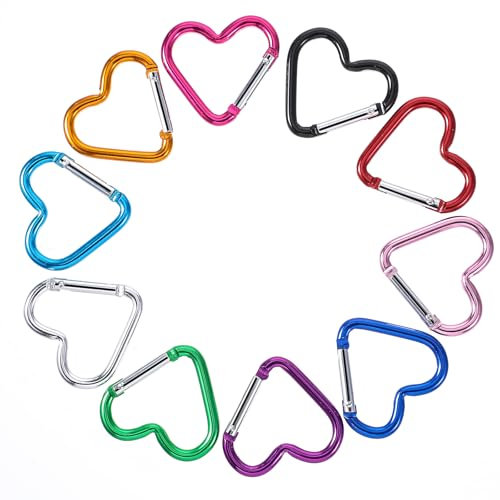 Karabiner Herz Karabinerhaken In Herzform 10 Stück Farbe Herzkarabiner Kleine Aluminium Schlüsselanhänger Bunt Metall Herzförmiger Karabiner Für Camping Rucksack Wasserflasche Schlüssel