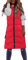 FNKDOR Steppweste Daunenweste Damen Lange Mit Kapuze Stehkragen Slim fit Ärmellose Weste Longweste Puffer Weste Winterweste Damen Westen mit Reißverschlusstaschen (Rot, XXL)