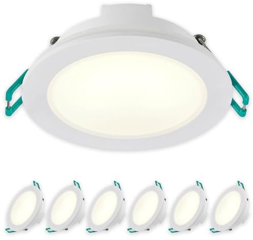 SYLVANIA LED Einbaustrahler 230V | 6er Pack | Warmweiß | LED Spots Ø 68 mm | 100° Abstrahlwinkel | Deckenspots für Wohnzimmer, Badezimmer, Küche